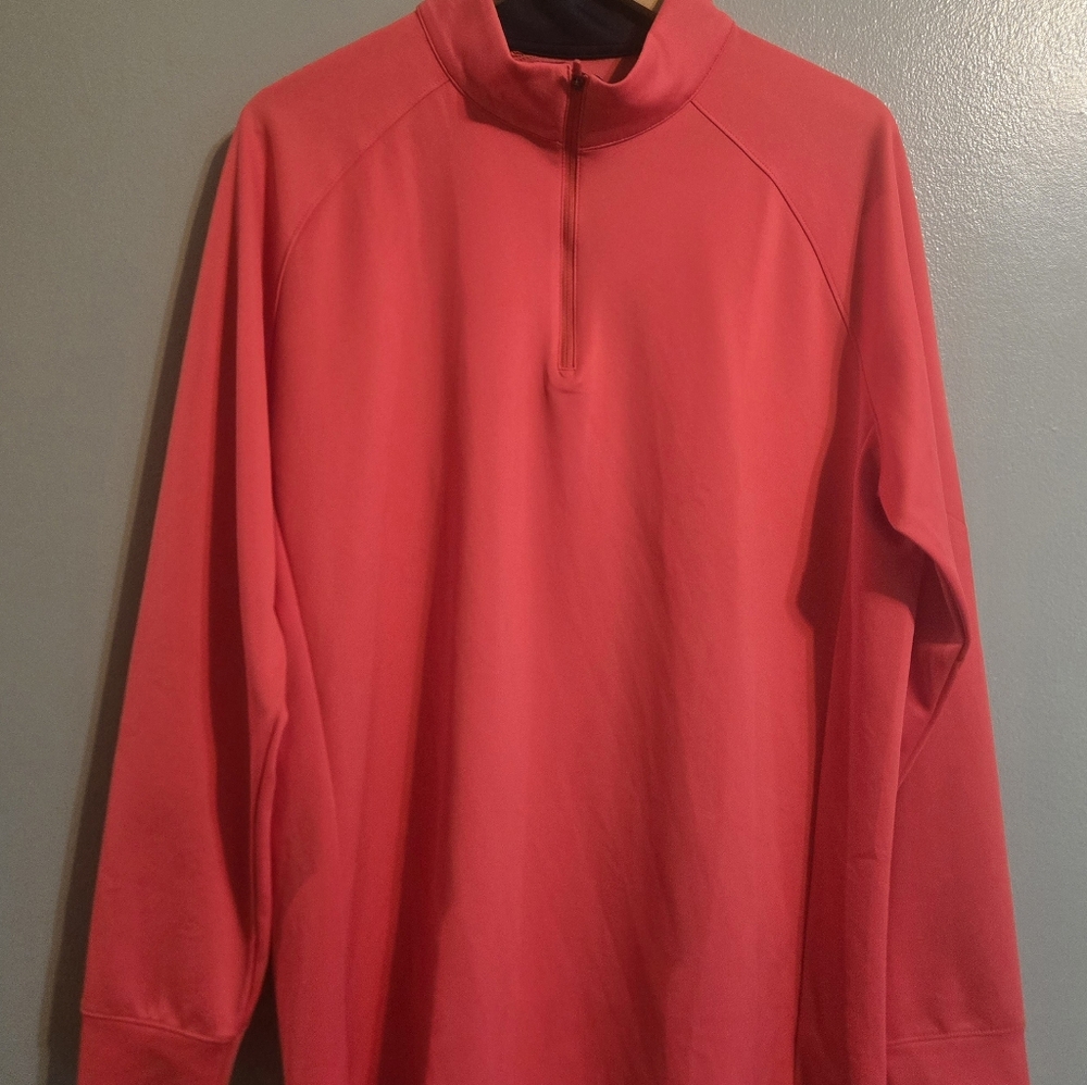 Mizzen+Main Shirt Mens L Bright Red Proflex 1/4 Zip Moisture Wick Stretch